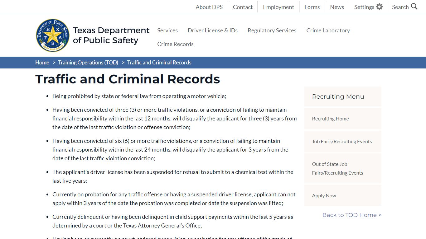 Traffic and Criminal Records | Department of Public Safety
